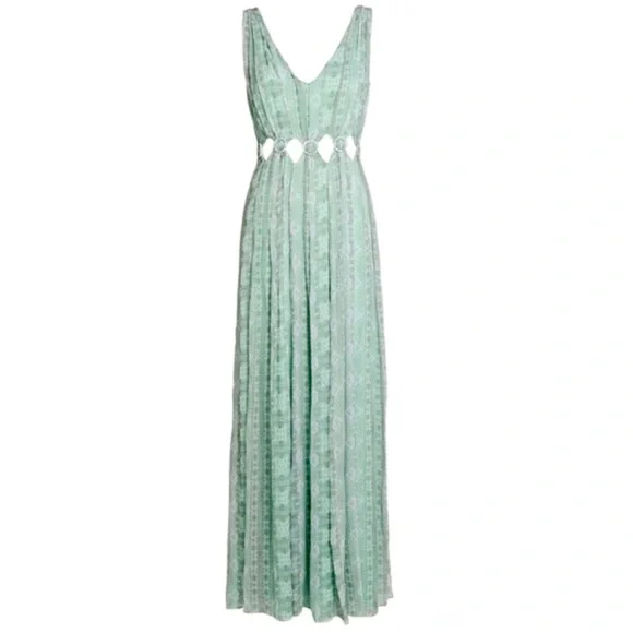intermix green dress Suna Tie-Back Silk Mini Dress